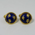 Pair of vintage gold coloured Sporrong three crown cufflinks