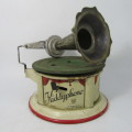 Vintage German tinplate Kiddyphone mechanical gramophone - not original horn