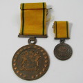 SA Prison Service Faithfull service medal issued to 15425-C Lt. EA de Brauwere with miniature