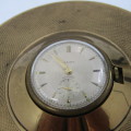 Vintage Gold coloured powder compact with manual wind watch in lid