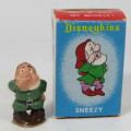 Vintage Disneykins Sneezy miniature figure in box