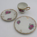 Floral Design porcelain tea trio