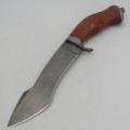 Handmade Hunter fixed blade knife with wooden handle and certificate