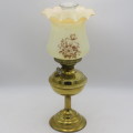 Vintage brass paraffin lamp with funnel and glass shade ( Height - 46 cm)