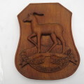 Very Unique hand carved wooden Pretoria regiment plaque