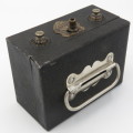 Vintage metal money box with combination lock