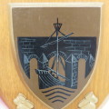 Vintage Aut Disce Aut Discede coat of arms wall plaque