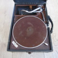 Antique His Masters Voice portable gramophone - working - very good  condition