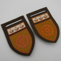 Pair of SADF Regiment de Wet tupperware flashes with OFS command bar