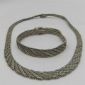 Sterling silver bracelet and necklace - 52,8 grams