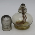 Antique oil lamp with original glass muzzler - rarley seen