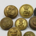 Mixed lot of 12 SA Navy buttons