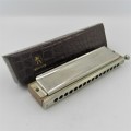 Vintage Hohner Chromika III harmonica in case