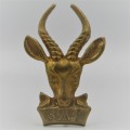 SA Infantry brass bokkop cap badge
