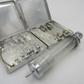 The New Everett glass syringe in box with 2 tins of needles