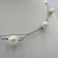 Sterling silver necklace with 11 genuine pearls Weight 15,3g - 50 cm long