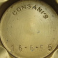 Vintage tin ashtray marked Consanis 16.6.55