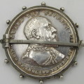 Very rare Sterling silver King Edward VII and Queen Alexandra 1902 Coronation medallion in surround