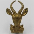 SA Infantry brass bokkop badge with screw pins - Large