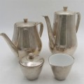 Very rare art nouveau MWF silverplated porcelain lined tea set