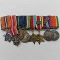 Set of 8 WW2 and SA Police miniature medals with North Africa rossette and commendation leaf