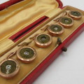 Set of 6 Antique goldplated uniform buttons in case