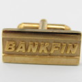 Pair of Bankfin gold coloured cufflinks