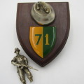 SADF 71 Motorised Brigade plaque with soldier - loose at ankles