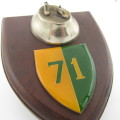 SADF 71 Motorised Brigade plaque with soldier - loose at ankles