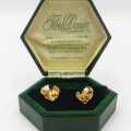 Pair of Flora Danica sterling silver 24kt gold encrusted parsley leaf earings with pearls