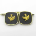Pair of Scottish cufflinks with thistles and onyx - vintage