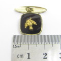 Pair of Scottish cufflinks with thistles and onyx - vintage