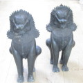 Pair of Large Thai Temple guardian Lions - Bronze - Height 60 cm