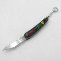 Vintage miniature keychain pocket knife with water plant design - 3 cm long