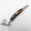 Vintage miniature keychain pocket knife with bird design - 3 cm long