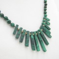 Vintage Malachite necklace with 14kt gold beads and clasp