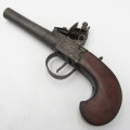 Antique English Devizes muzzle loading flintlock pocket pistol - circulated 1810