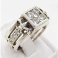 Ring in sterling silver with 10 Cubic Zirconias weight 7,8 g - Size M
