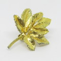 Flora Danica Sterling silver 24kt gold encrusted leaf brooch