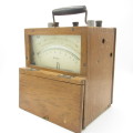 Vintage Analog Amp meter in wooden box