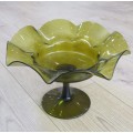 Beautiful Large Green glass fruit bowl