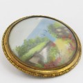 Handpainted antique brooch & pendant in one