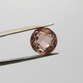 Tourmaline of 4,8 carat - Round mixed cut - very slight orangey pink with Gemlab certificate
