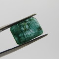 Natural Emerald of 5,66 carat Emerald cut medium dark toned slight bluish green