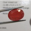 Natural Sapphire of 5,59 carat - oval mixed cut medium dark toned orange with Gemlab certificate