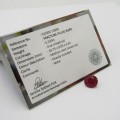 Fracture filled Ruby of 6,2 carat oval mixed cut - dark toned red with Gemlab certificate