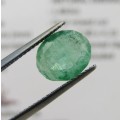 Natural Emerald of 1,86 carat medium toned slight bluish green - oval mixed cut