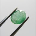 Natural Emerald of 1,86 carat medium toned slight bluish green - oval mixed cut