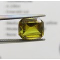 Tourmaline of 4,13 carat - Emerald cut - medium dark toned yellow with Gemlab certificate