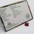 Fracture filled Ruby of 5,5 carat medium dark toned red Emerald cut with Gemlab certificate
